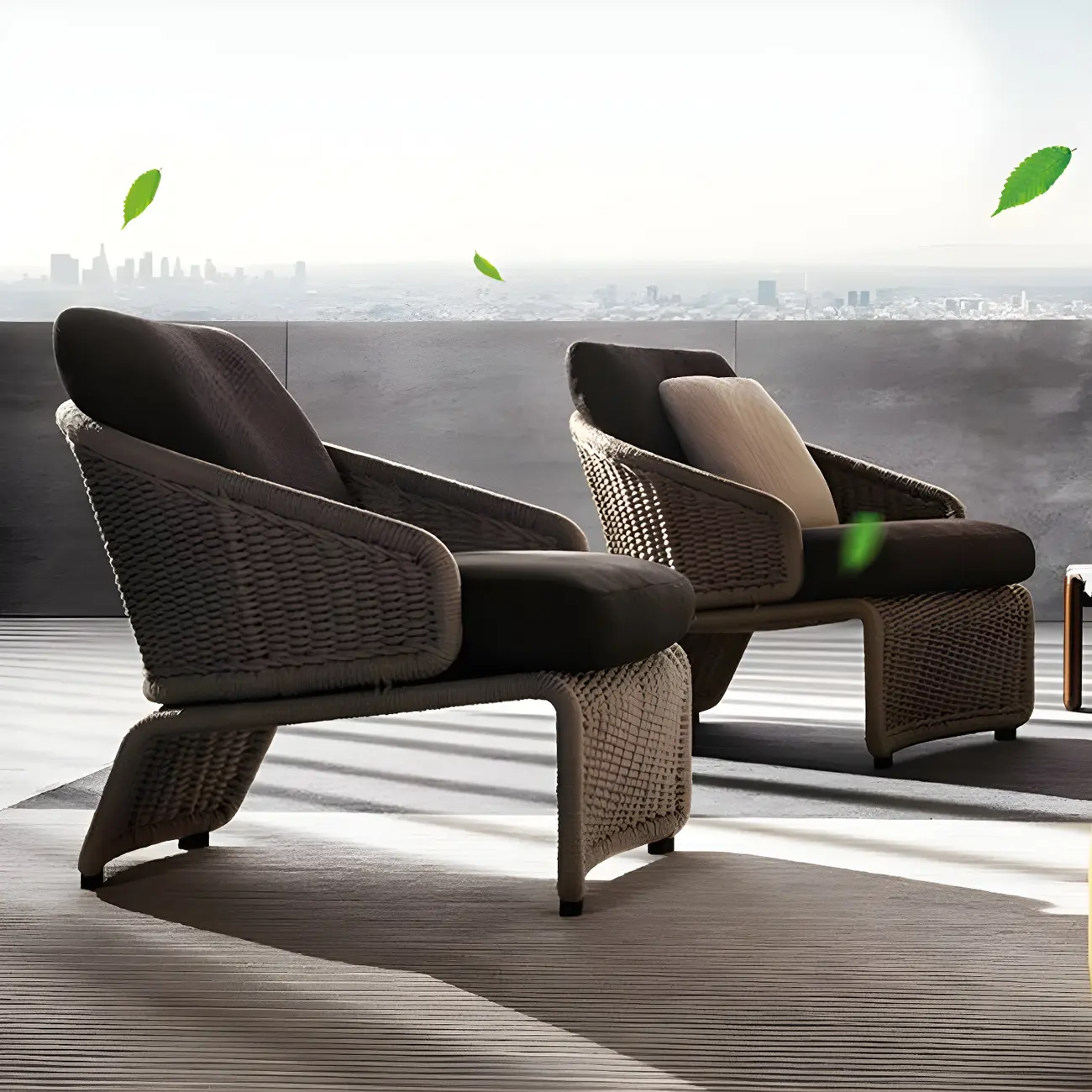 Rattan Water Resistant Contemporary Outdoor Patio Sofa with Cushions Image - 1 | homeyfad