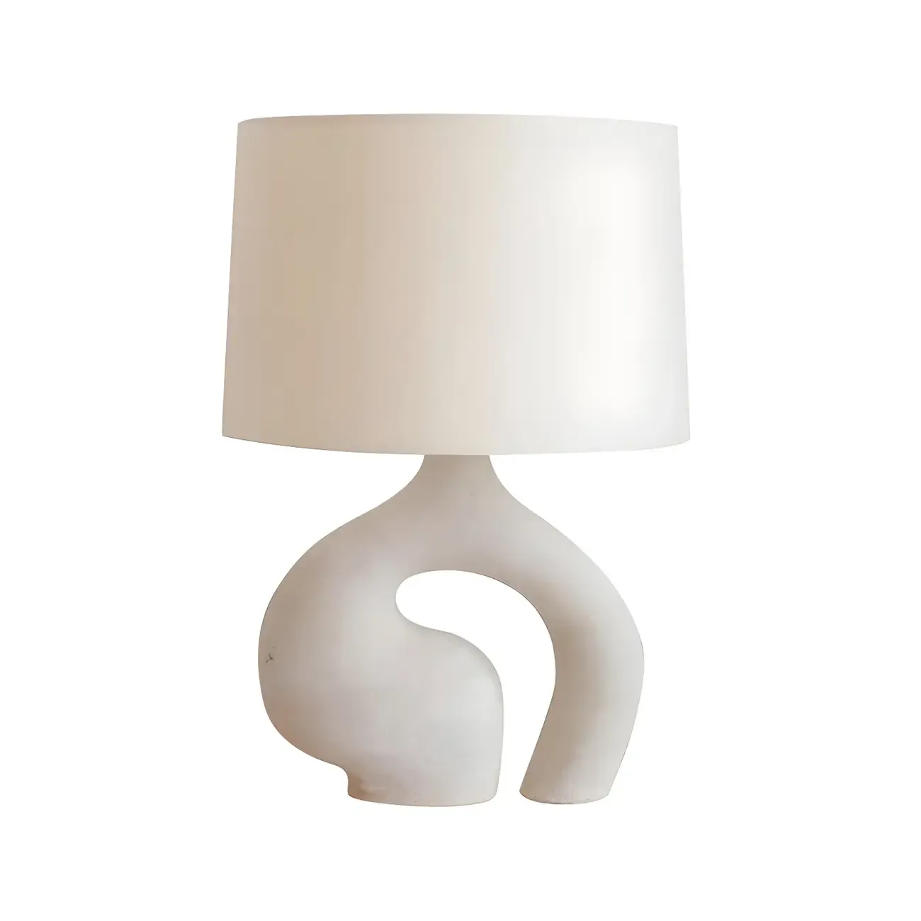 Geometric Dimmable White Resin Table Lamp for Bedroom Image - 6