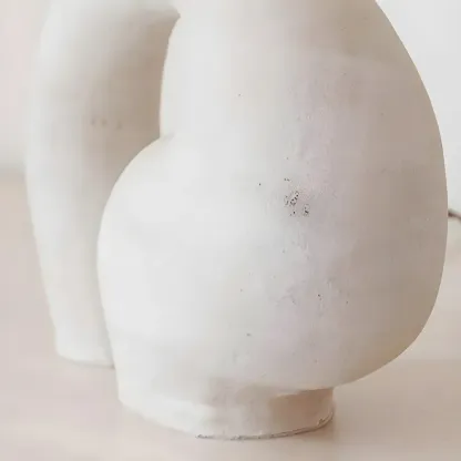 Geometric Dimmable White Resin Table Lamp for Bedroom Image - 9