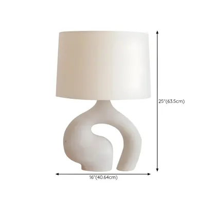 Geometric Dimmable White Resin Table Lamp for Bedroom #size
