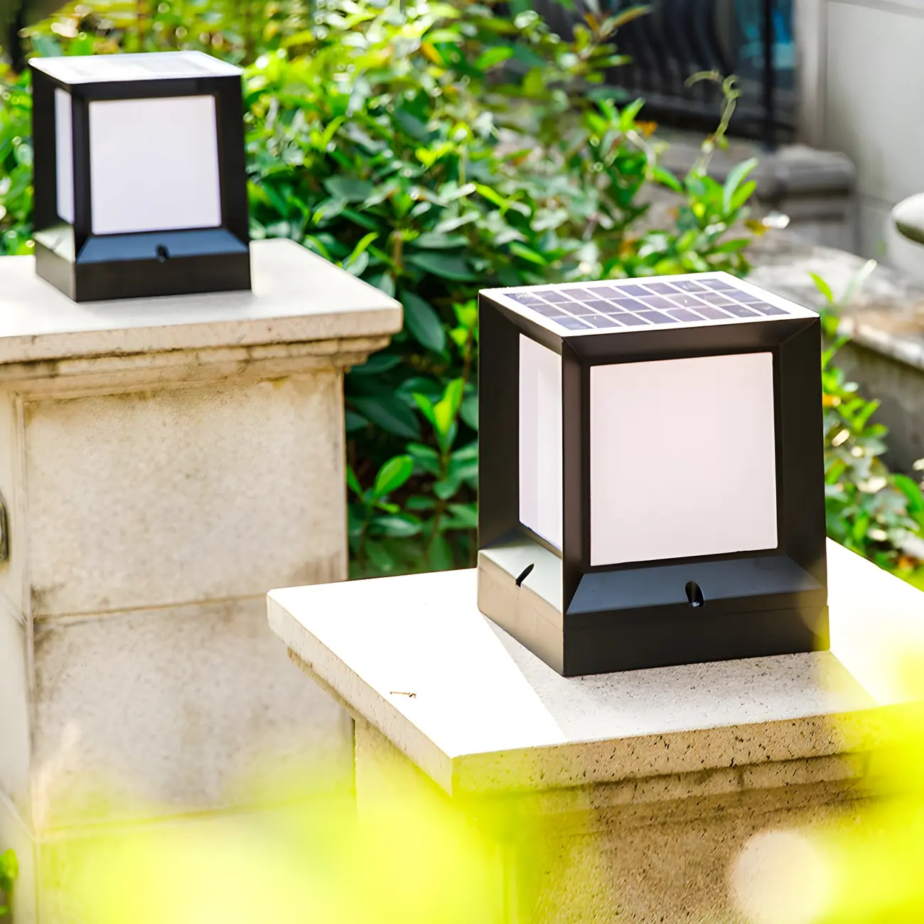  Waterproof Solar Black Metal Cube  Post Cap Light Image - 2 | homeyfad