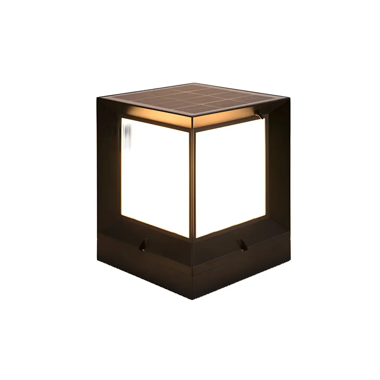 Waterproof Solar Black Metal Cube Post Cap Light Image - 7
