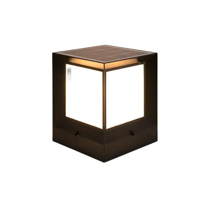 Waterproof Solar Black Metal Cube  Post Cap Light Image - 7