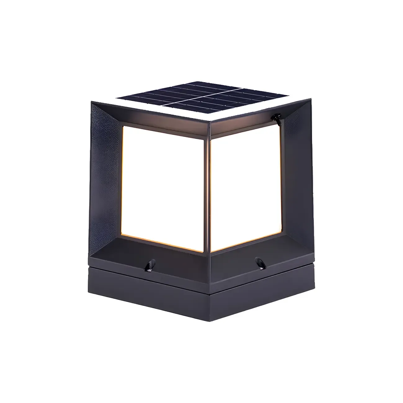 Waterproof Solar Black Metal Cube Post Cap Light Image - 8