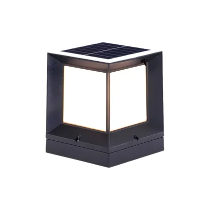  Waterproof Solar Black Metal Cube  Post Cap Light Image - 8
