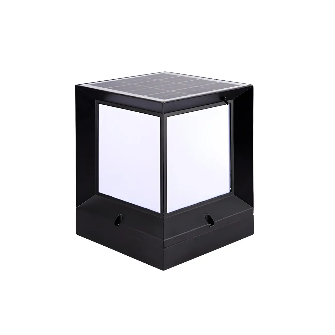  Waterproof Solar Black Metal Cube  Post Cap Light Image - 9