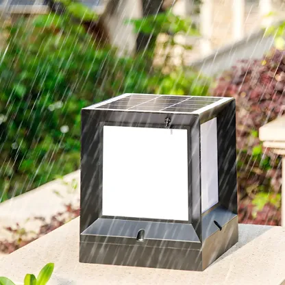  Waterproof Solar Black Metal Cube  Post Cap Light Image - 6