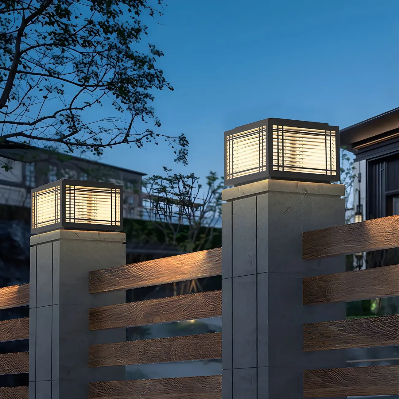 Solar Black Metal Glass Geometric Post Cap Light Image - 2