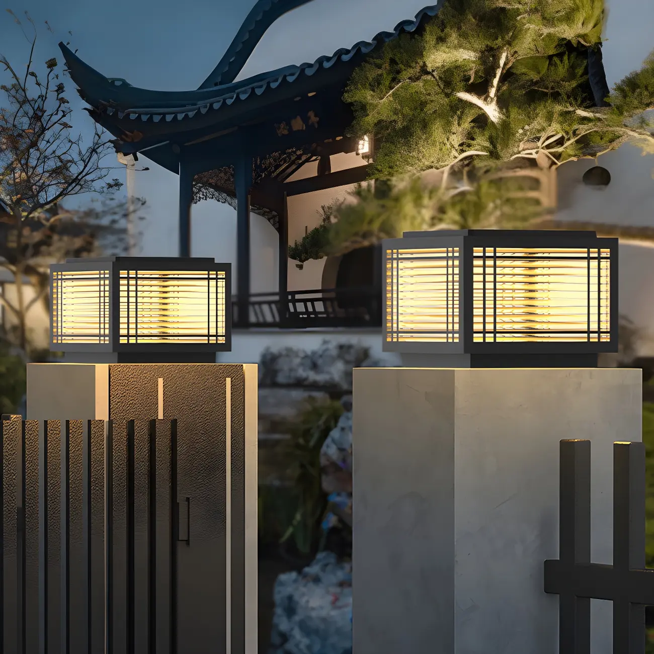 Solar Black Metal Glass Geometric Post Cap Light Image - 3 | homeyfad