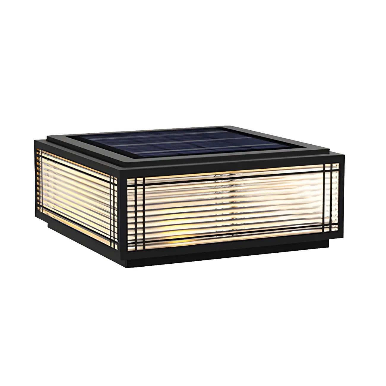 Solar Black Metal Glass Geometric Post Cap Light Image - 11 | homeyfad