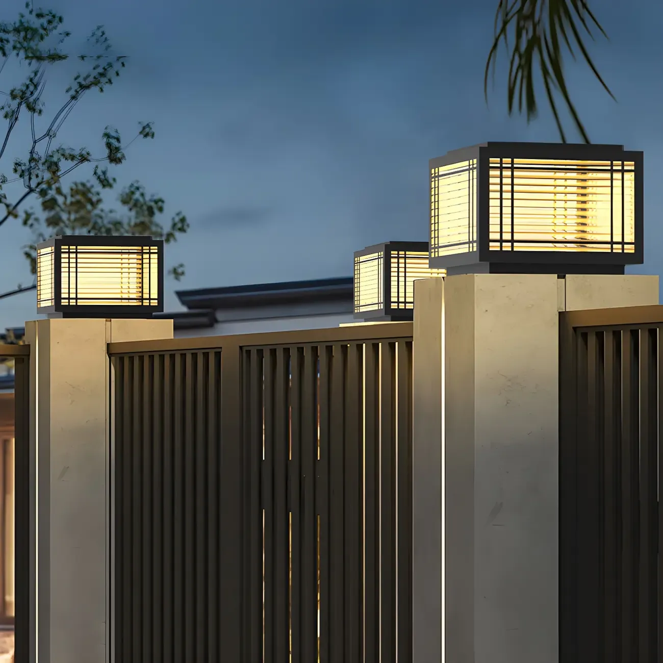 Solar Black Metal Glass Geometric Post Cap Light Image - 5