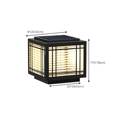 Solar Black Metal Glass Geometric Post Cap Light #size