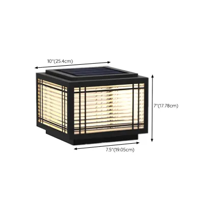 Solar Black Metal Glass Geometric Post Cap Light Image - 17