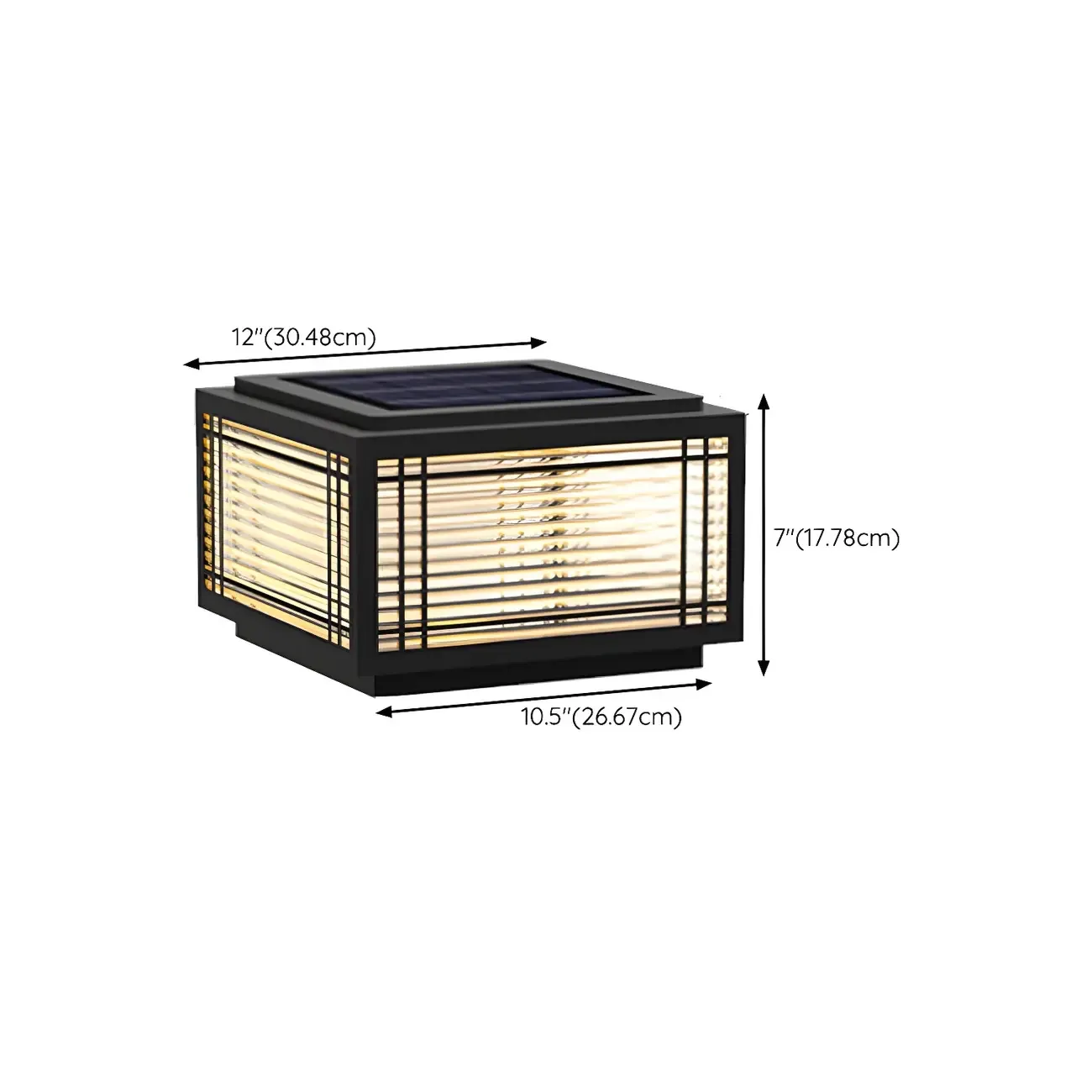 Solar Black Metal Glass Geometric Post Cap Light Image - 18