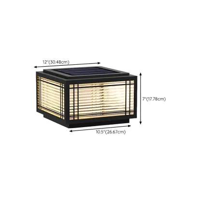 Solar Black Metal Glass Geometric Post Cap Light Image - 18