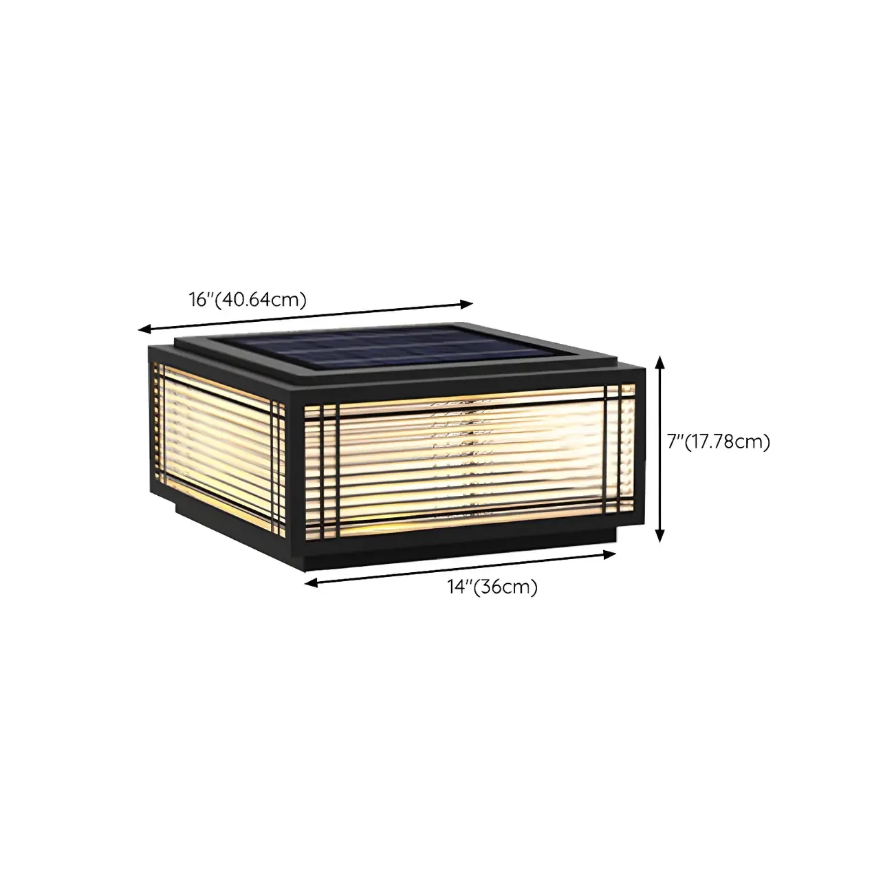 Solar Black Metal Glass Geometric Post Cap Light Image - 19