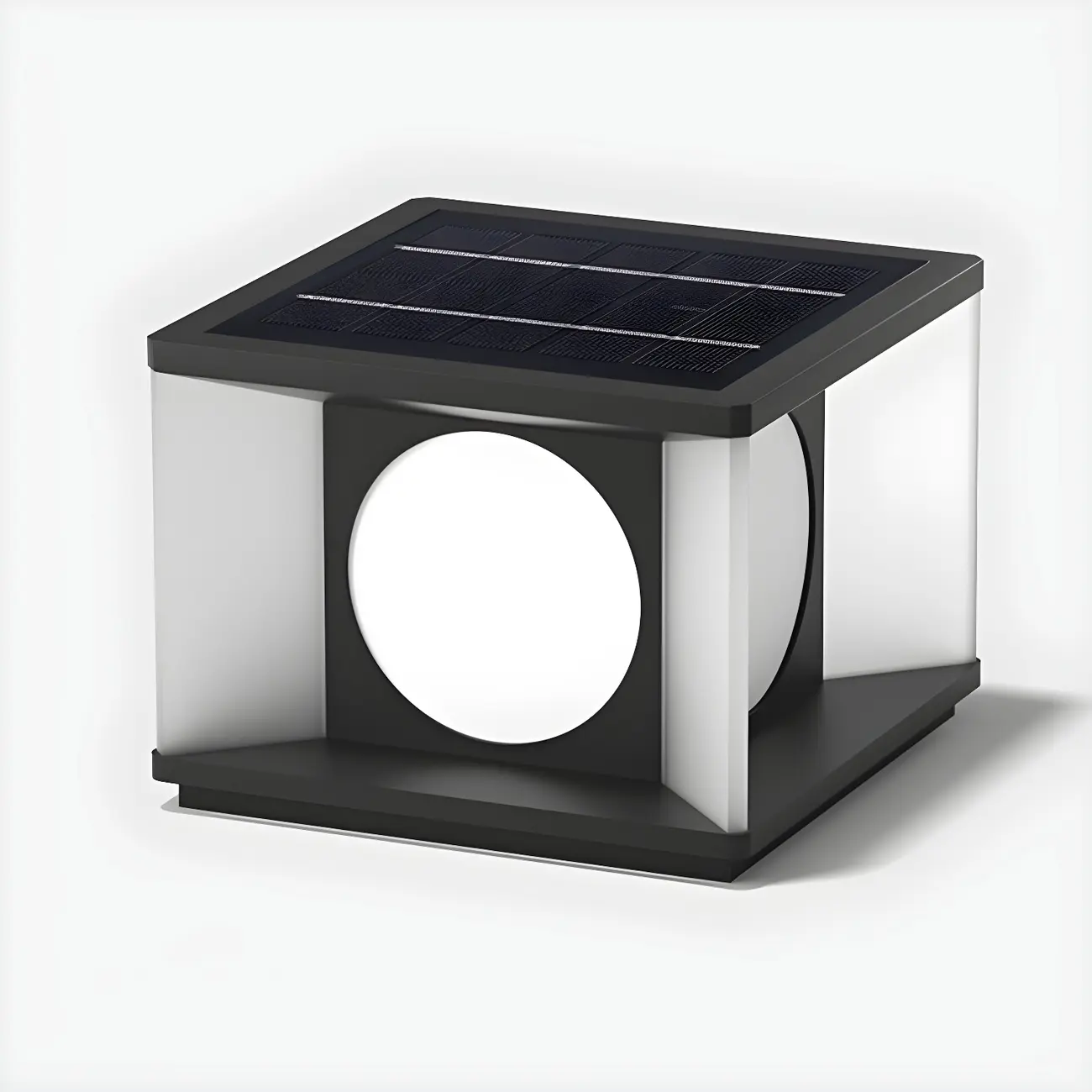 Warm Light Black Cube Solar LED Outdoor Post Lights | homeyfad