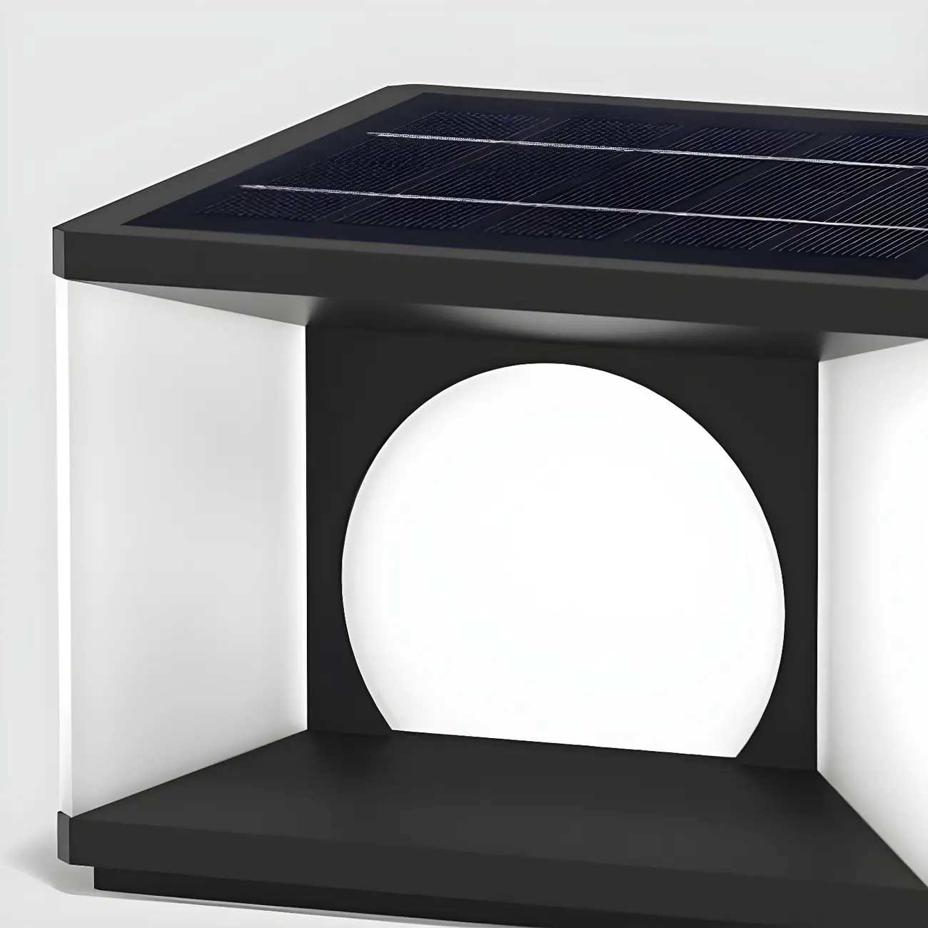 Warm Light Black Cube Solar LED Outdoor Post Lights | homeyfad