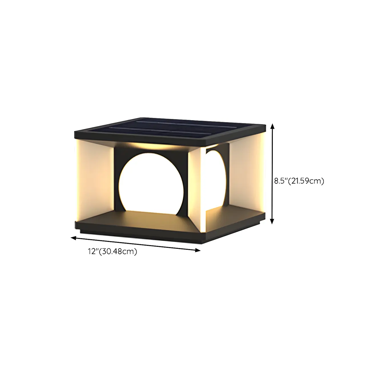 Warm Light Black Cube Solar LED Outdoor Post Lights | homeyfad