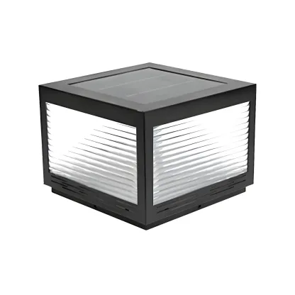 Simple Geometric Metal Glass Solar Post Cap Light Image - 3