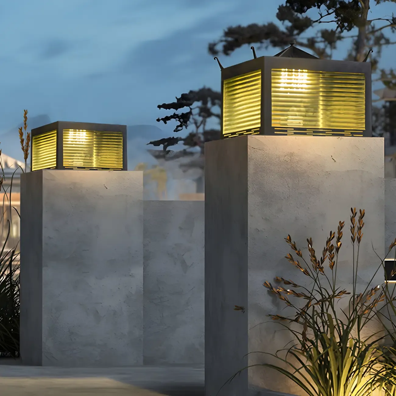 Simple Geometric Metal Glass Solar Post Cap Light Image - 4