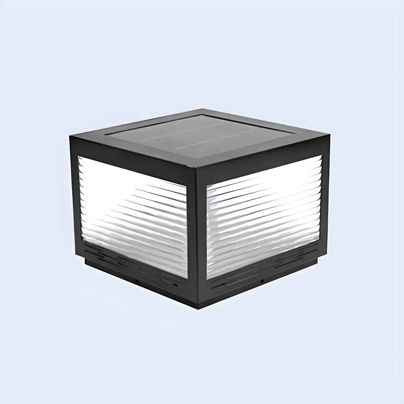 Simple Geometric Metal Glass Solar Post Cap Light Image - 7