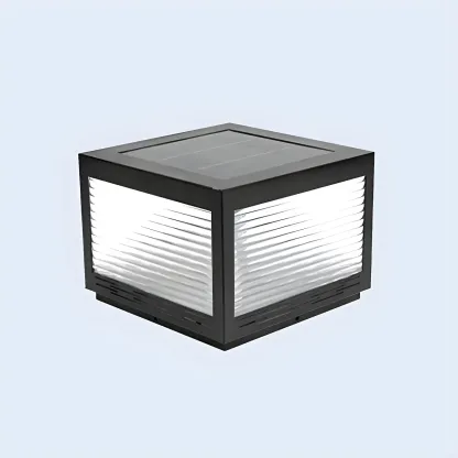 Simple Geometric Metal Glass Solar Post Cap Light Image - 7