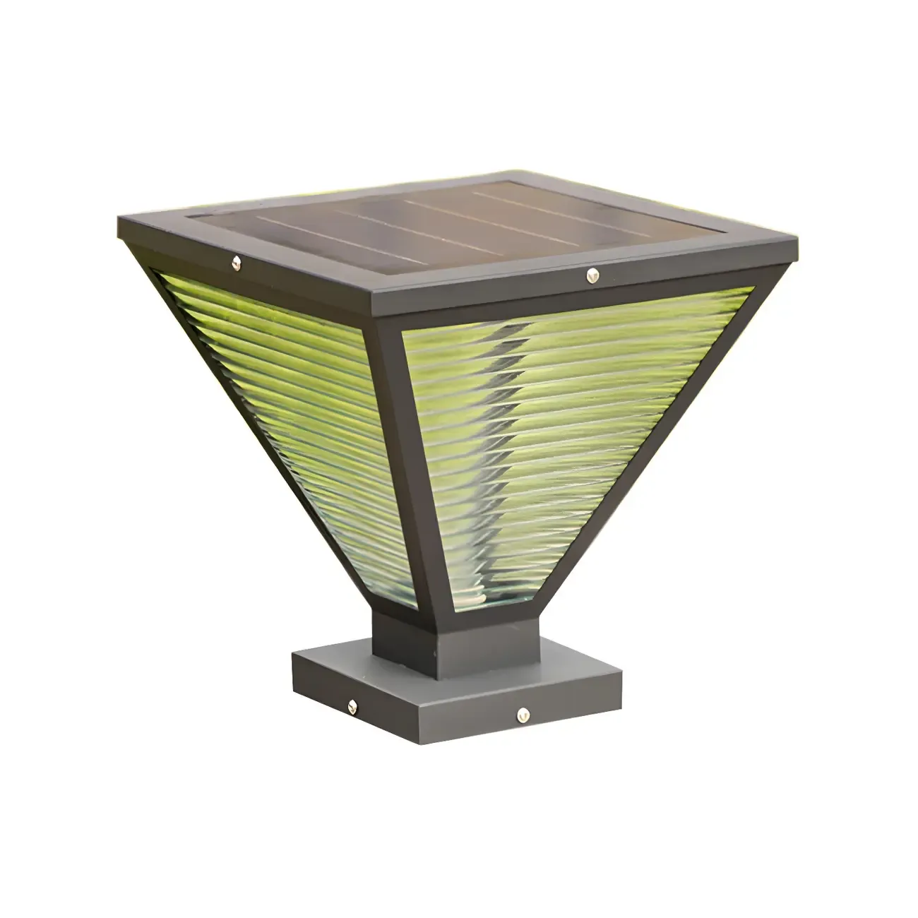 Simple Geometric Metal Glass Solar Post Cap Light Image - 8