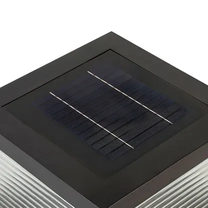 Simple Geometric Metal Glass Solar Post Cap Light Image - 11