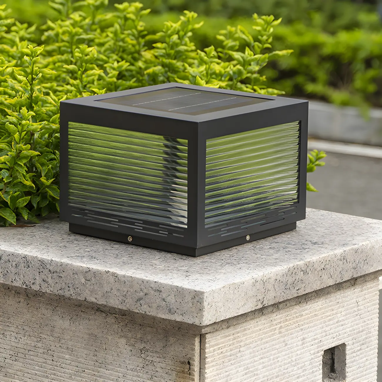 Simple Geometric Metal Glass Solar Post Cap Light Image - 15 | homeyfad