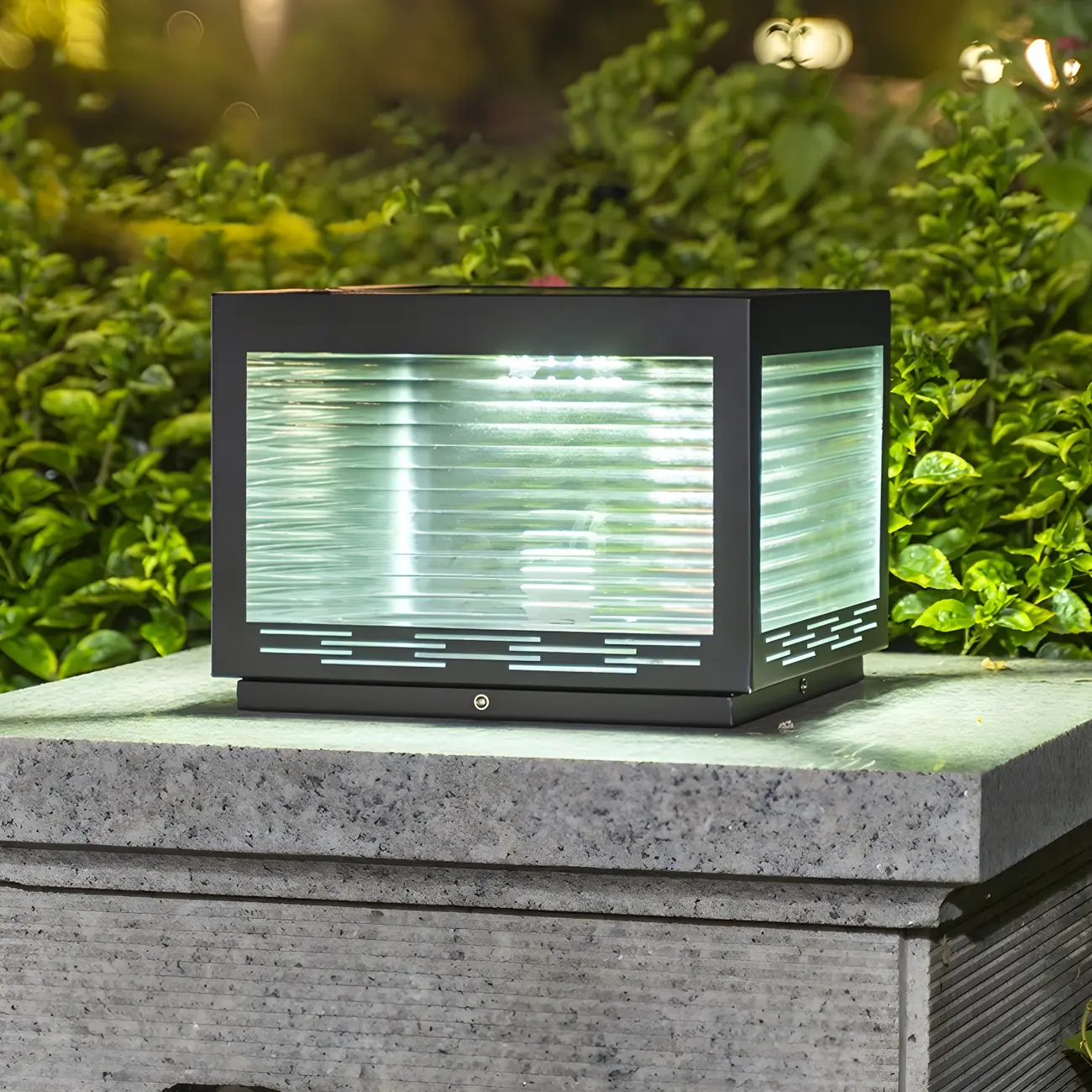 Simple Geometric Metal Glass Solar Post Cap Light Image - 16 | homeyfad