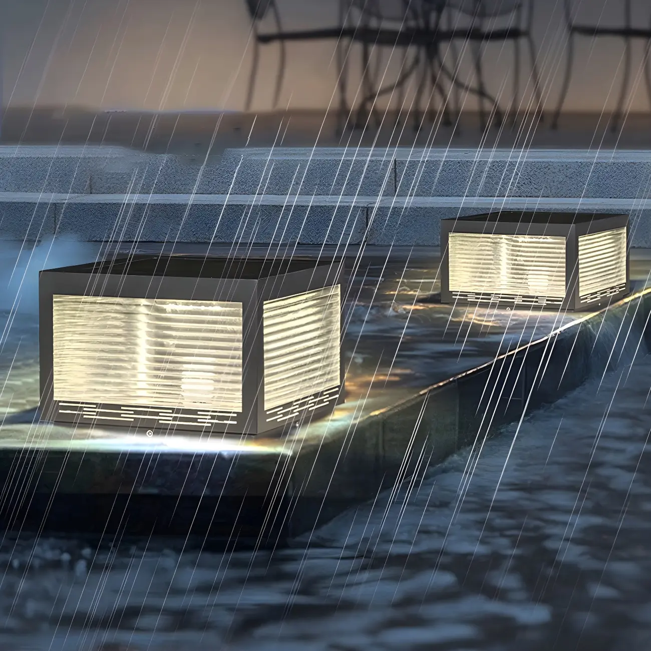 Simple Geometric Metal Glass Solar Post Cap Light Image - 17 | homeyfad