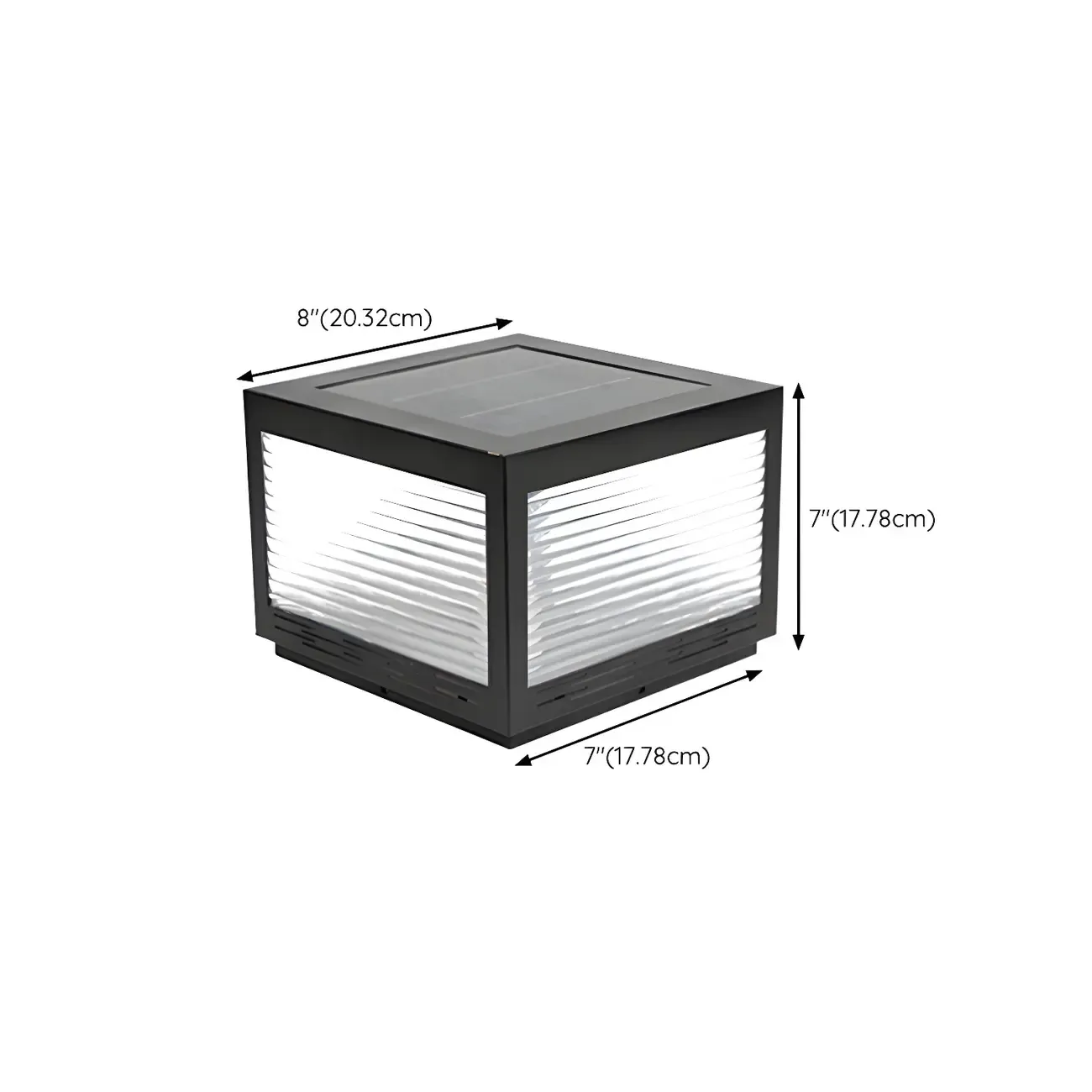 Simple Geometric Metal Glass Solar Post Cap Light #size