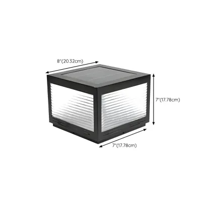 Simple Geometric Metal Glass Solar Post Cap Light #size