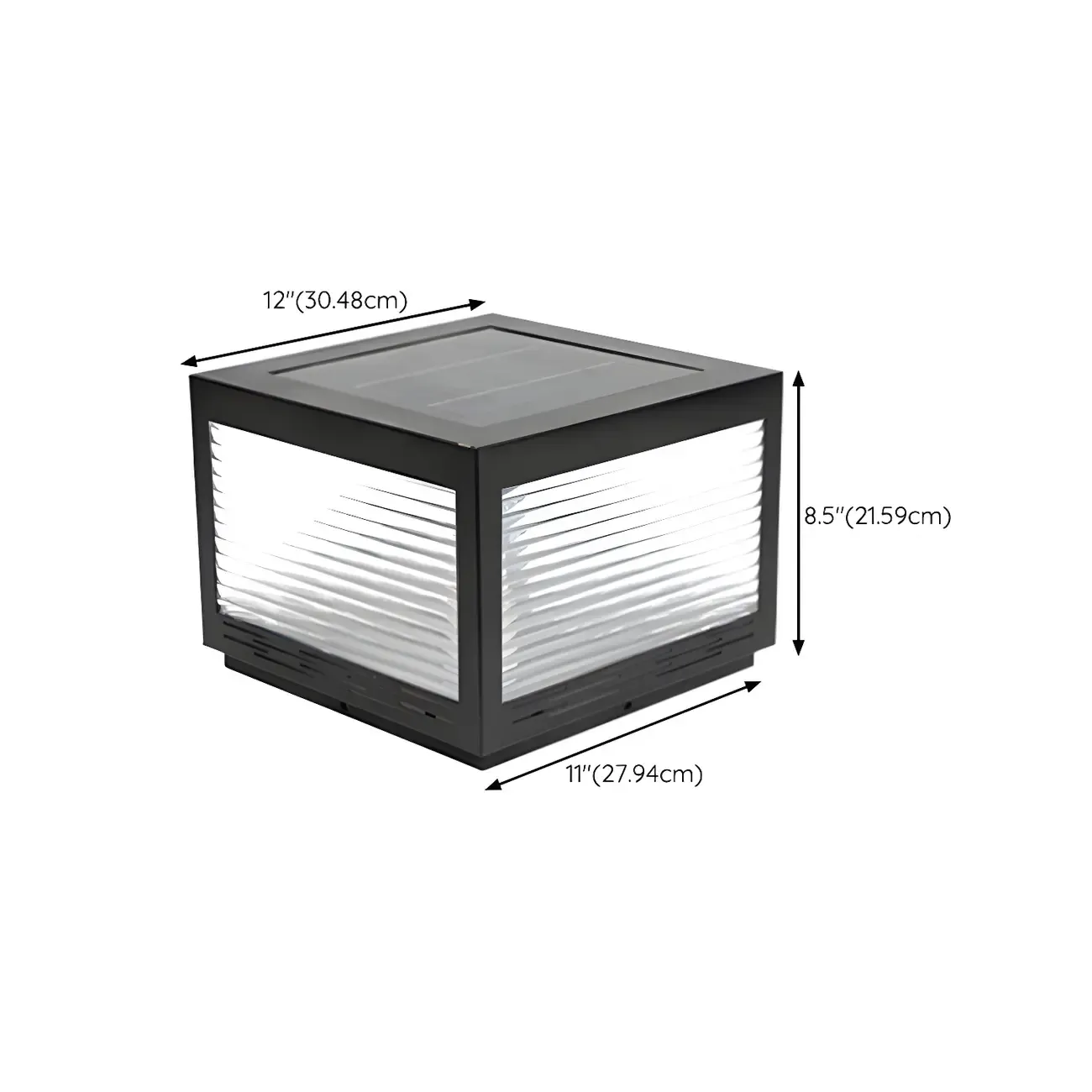 Simple Geometric Metal Glass Solar Post Cap Light Image - 21