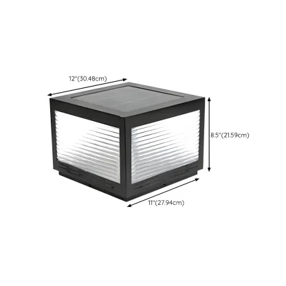 Simple Geometric Metal Glass Solar Post Cap Light Image - 21