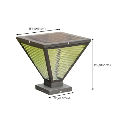 Simple Geometric Metal Glass Solar Post Cap Light Image - 26