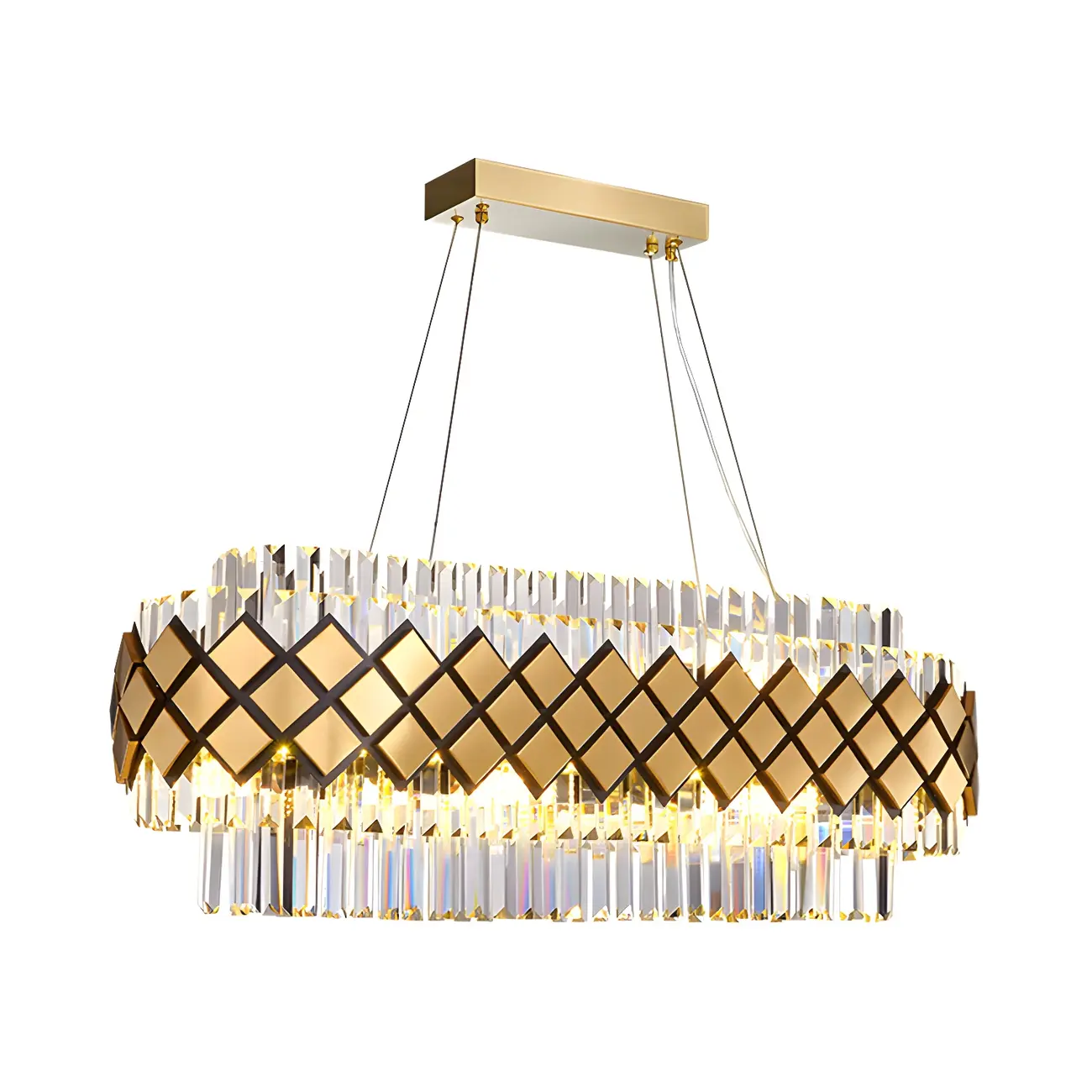16-Light Modern Gold Crystal Oval Island Pendant Light Image - 3 | homeyfad