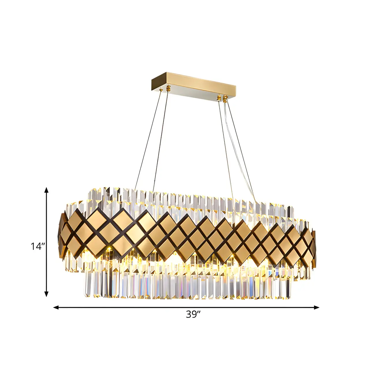 16-Light Modern Gold Crystal Oval Island Pendant Light Image - 4 | homeyfad