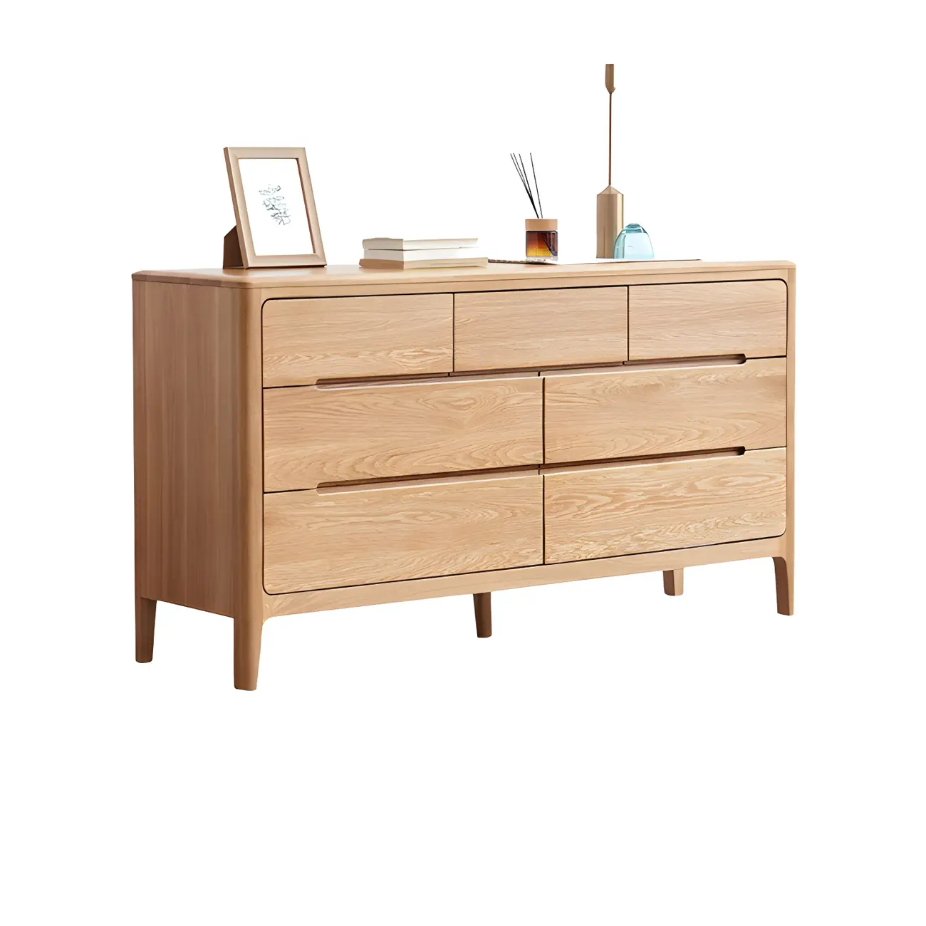Traditional Natural Solid Wooden Double Dressers with Drawers Image - 7 | homeyfad