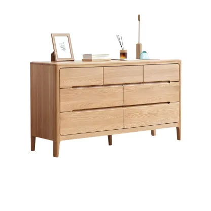 Traditional Natural Solid Wooden Double Dressers with Drawers Image - 3