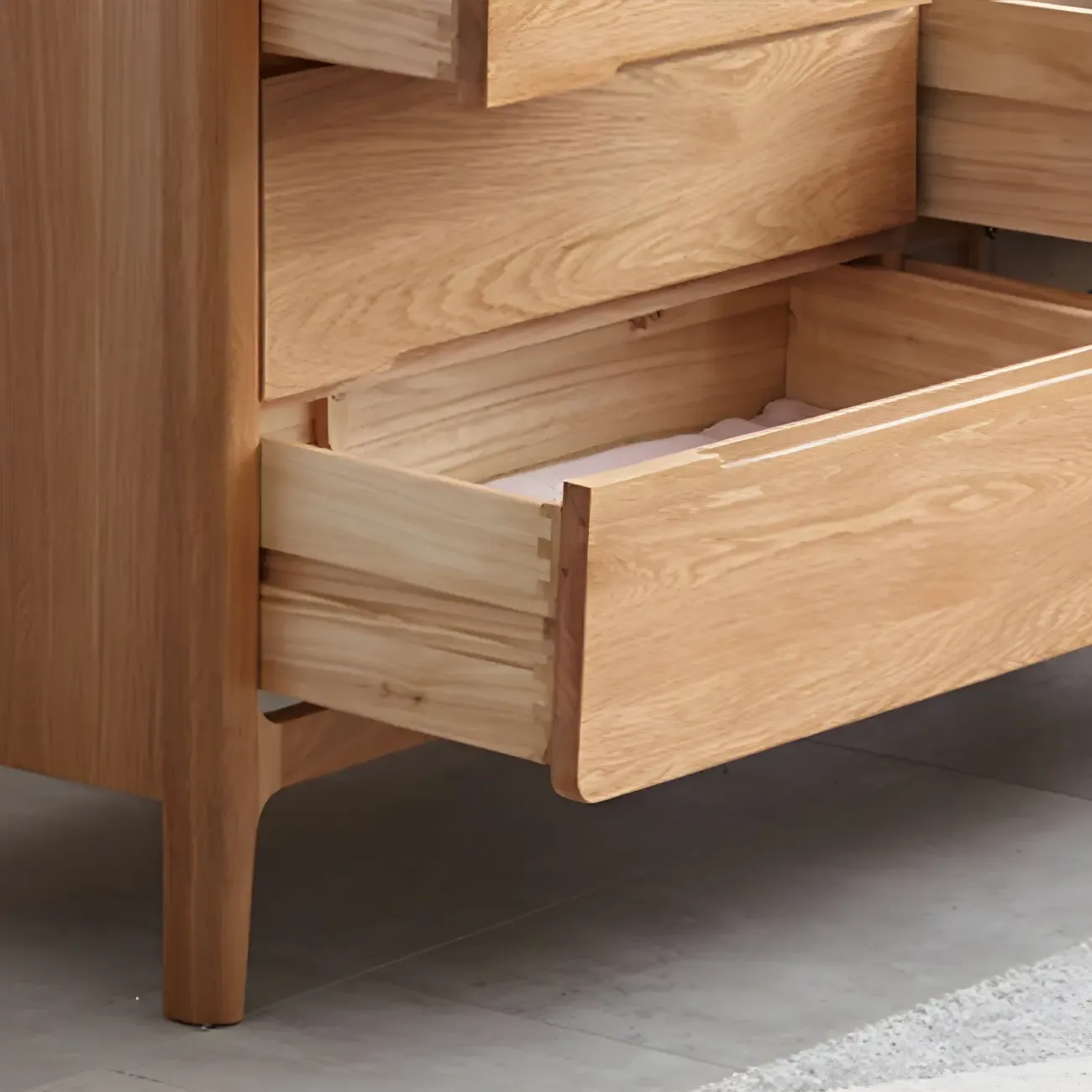 Traditional Natural Solid Wooden Double Dressers with Drawers Image - 9
