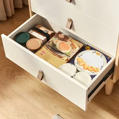 Minimalist Natural Wooden Vertical Dressers with Glass Doors Image - 9