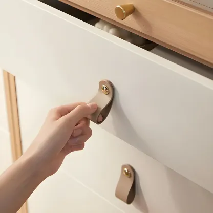 Minimalist Natural Wooden Vertical Dressers with Glass Doors Image - 10