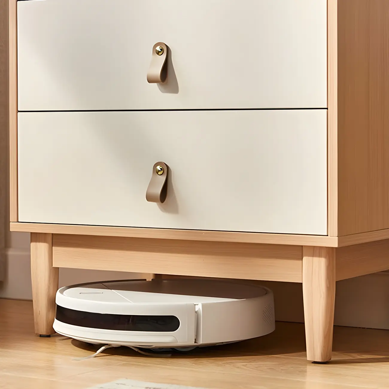 Minimalist Natural Wooden Vertical Dressers with Glass Doors Image - 12 | homeyfad