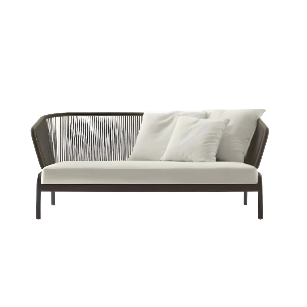 Modern Symmetrical Outdoor Sofa with Cushions, Metal Frame Image - 2 | homeyfad