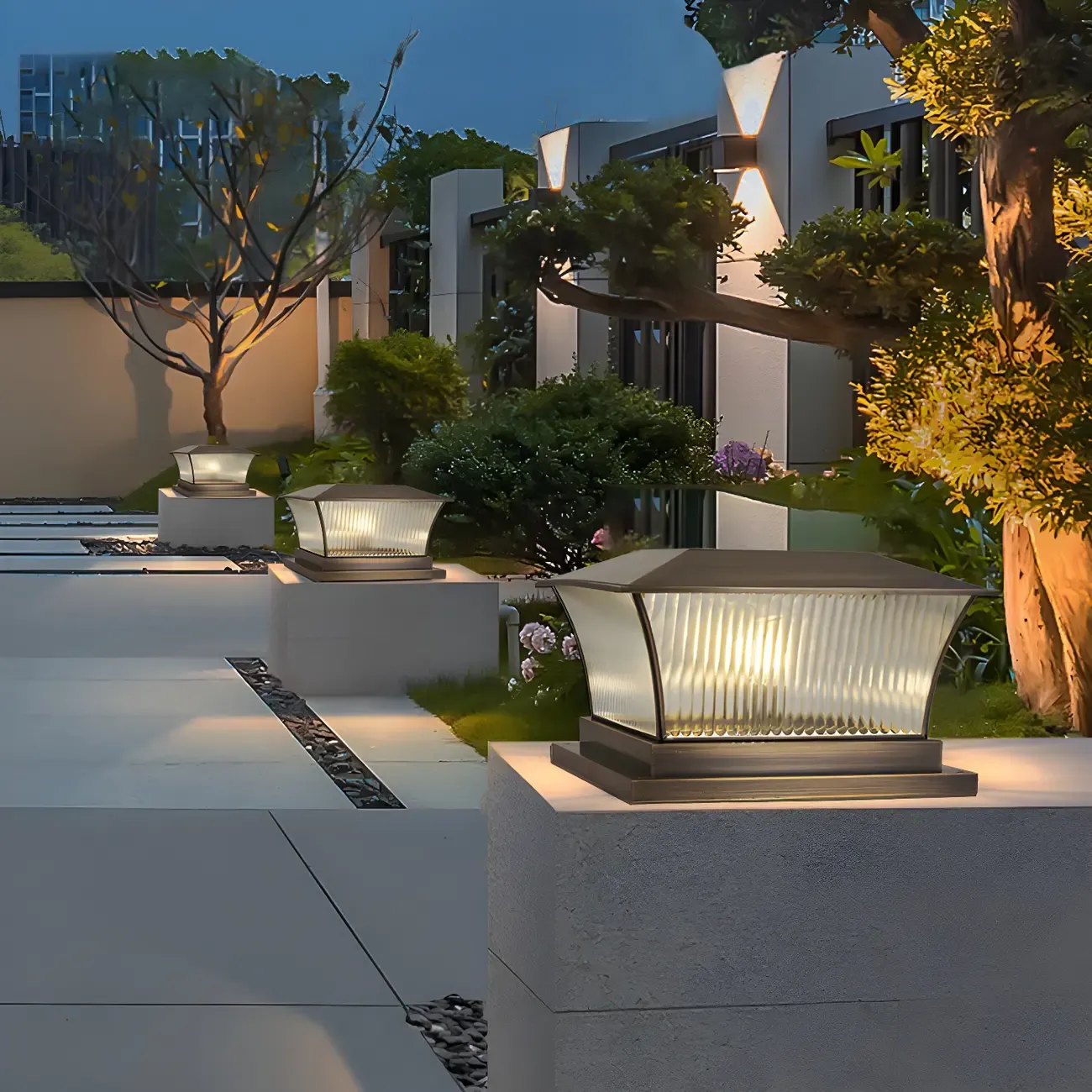 Solar Brown Metal Glass Post Cap Light Image - 2