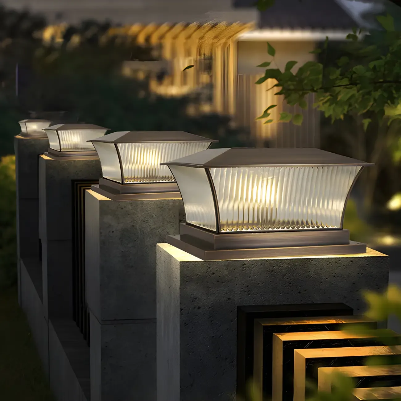 Solar Brown Metal Glass Post Cap Light Image - 3