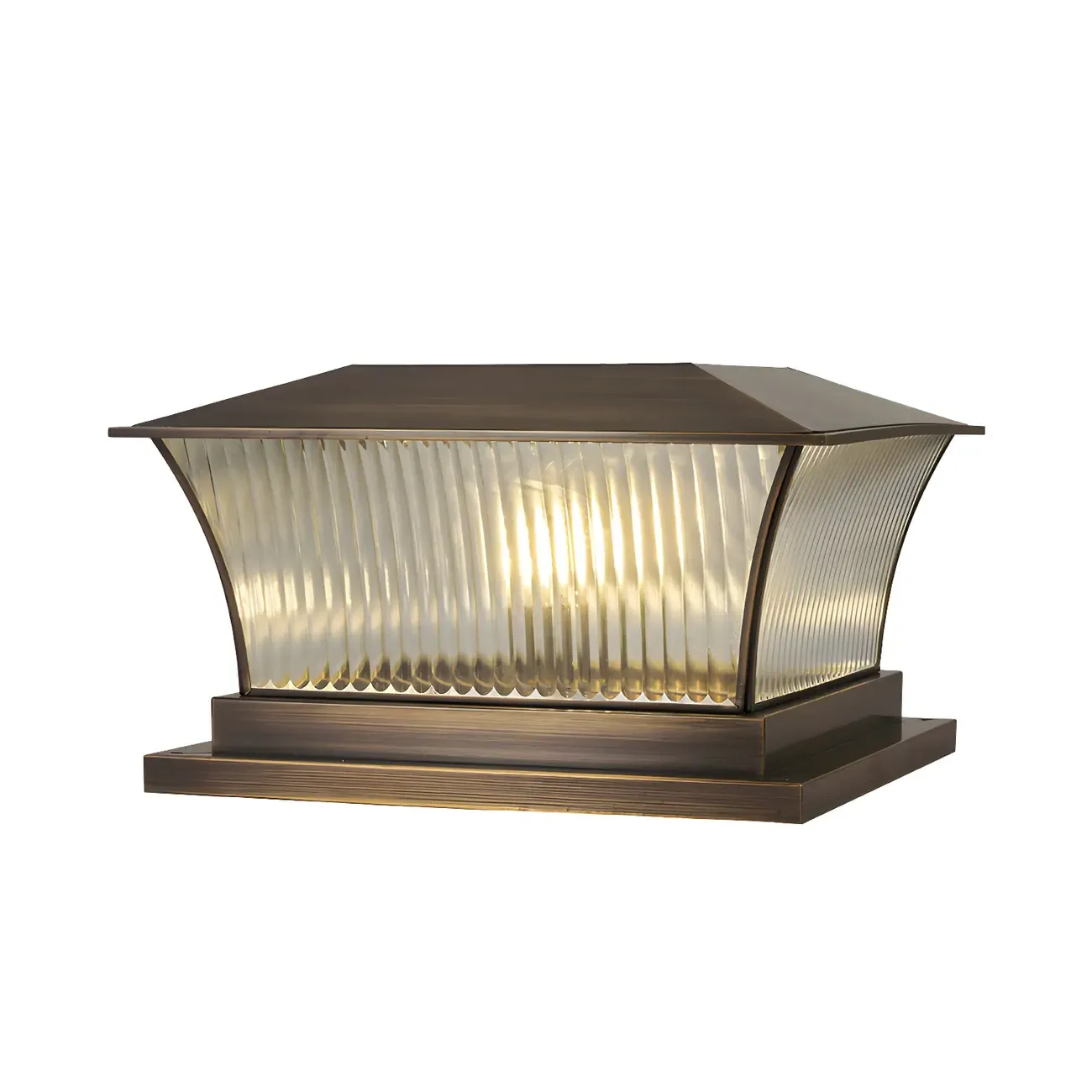 Solar Brown Metal Glass Post Cap Light Image - 5