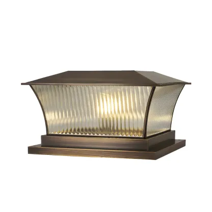 Solar Brown Metal Glass Post Cap Light Image - 5